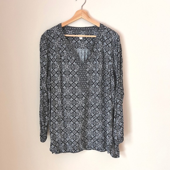 J Jill Tops - J Jill Womens Long Sleeve Tunic Top Geometric Print V Neck Size XL